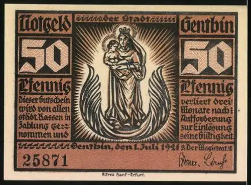 Notgeld Genthin 1921, 50 Pfennig, Eine Arche im Bau