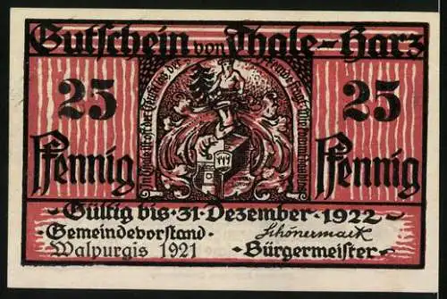 Notgeld Thale-Harz 1921, 25 Pfennig, Walpurgisfeier auf dem Hexentanzplatz