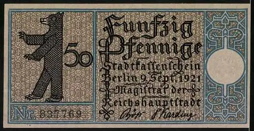 Notgeld Berlin-Schöneberg 1921, 50 Pfennig, Das Dorf Schöneberg um 1820