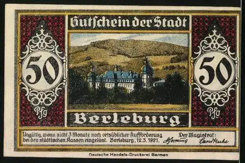 Notgeld Berleburg 1921, 50 Pfennig, Der Schlosssoldat in Uniform