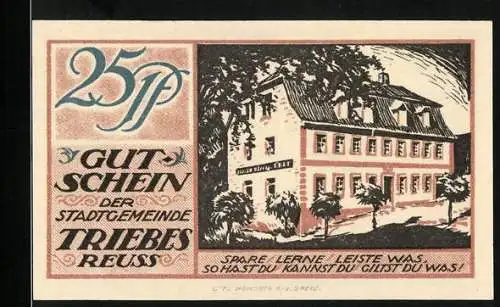 Notgeld Triebes-Reuss 1921, 25 Pfennig, Die örtliche Schule