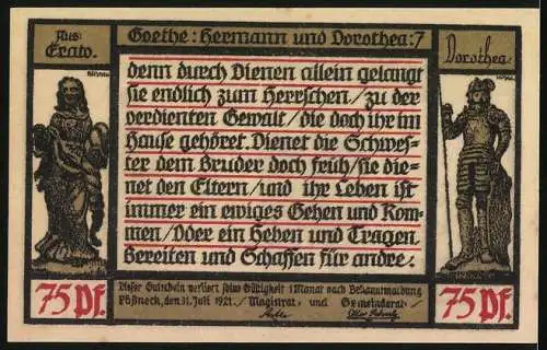 Notgeld Pössneck 1921, 75 Pfennig, Pfarrer und die Kinder