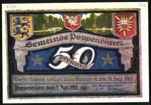 Notgeld Poppenbüttel 1921, 50 Pfennig, Henneberg Park