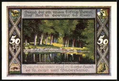 Notgeld Poppenbüttel 1921, 50 Pfennig, See bei Hohenbuchen