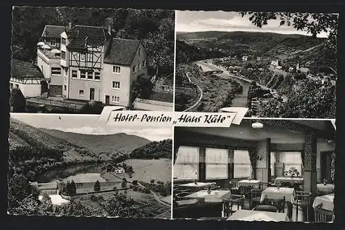 AK Heimbach / Eifel, Hotel Pension Haus Käte, Ortspanorama