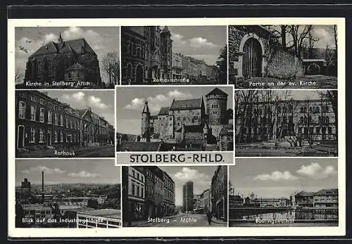 AK Stolberg / Rheinland, Rathausstrasse, Rathaus, Industriegelände