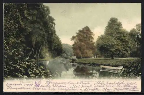 AK Oldenburg / Gr., Schlossgarten mit Hunte