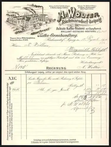 Rechnung Rückmarsdorf-Leipzig 1901, A. Wolter, Kaffee-Rösterei, Das Betriebsgelände aus der Vogelschau