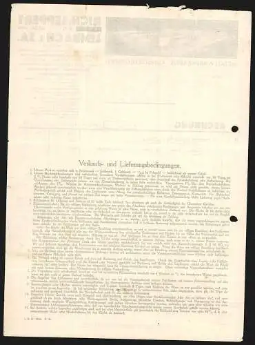 Rechnung Limbach i. Sa. 1938, Rich. Leppert KG, Metallwarenfabrik & Kunstschlosserei, Modellansicht der Fabrikanlage