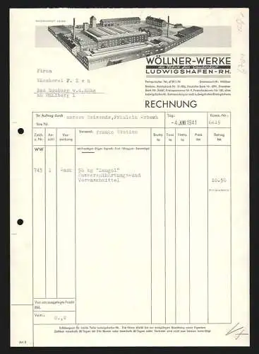 Rechnung Ludwigshafen-Rhein 1941, Wöllner-Werke, Modellansicht des Betriebsgeländes