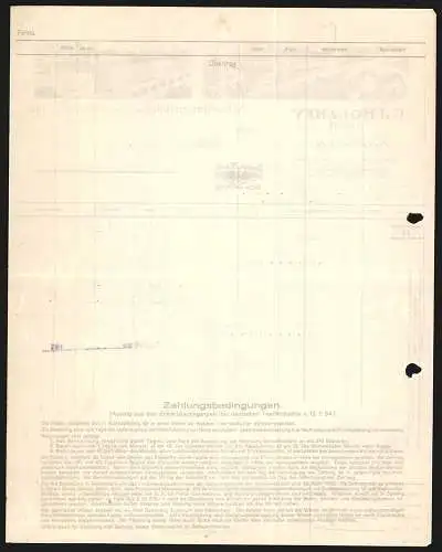 Rechnung Schwabmünchen 1935, Firma C. J. Holzhey GmbH, Ansicht des Hauptwerks und einer weiteren Geschäftsstelle