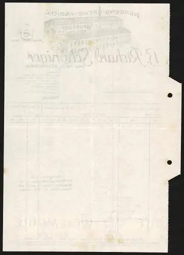 Rechnung Rodewisch i. Vogtl. 1940, H. Richard Schöniger, Herrenwäsche-Fabrik, Modellansicht und Schutzmarke