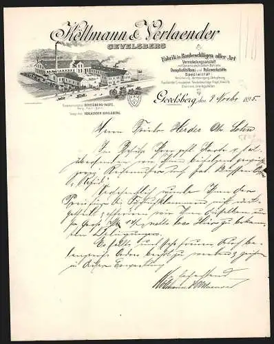 Rechnung Gevelsberg 1895, Köllmann & Vorlaender, Fabrik in Baubeschlägen aller Art, Betriebsgelände mit Innenhof