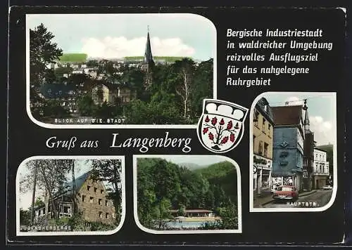 AK Langenberg / Rheinl., Jugendherberge, Waldfreibad, Hauptstrasse