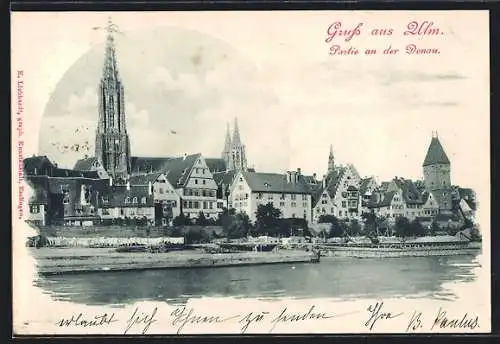 AK Ulm / Donau, Blick auf die Altstadt