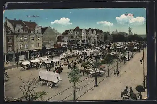 AK Hamborn / Duisburg, Geschäftige Szene auf dem Altmarkt