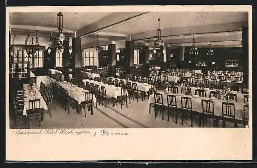 AK Bremen / Stadt, Speisesaal im Hotel Washington