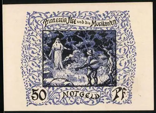 Notgeld Frankenhausen a. Kyffh. 1921, 50 Pfennig, Prinzessin Ilse und die Musikanten