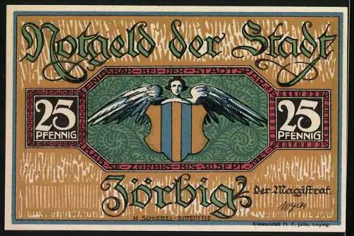 Notgeld Zörbig 1921, 25 Pfennig, Prof. Dr. Oskar Fleischer, Geb. 1856