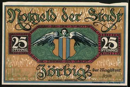 Notgeld Zörbig 1921, 25 Pfennig, Teilansicht, Johann Jakob Reiske, 1716-1774