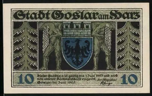 Notgeld Goslar am Harz 1920, 10 Pfennig, Stadtwappen