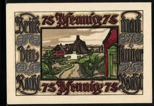 Notgeld Norddorf 1921, 75 Pfennig, Ortspartie