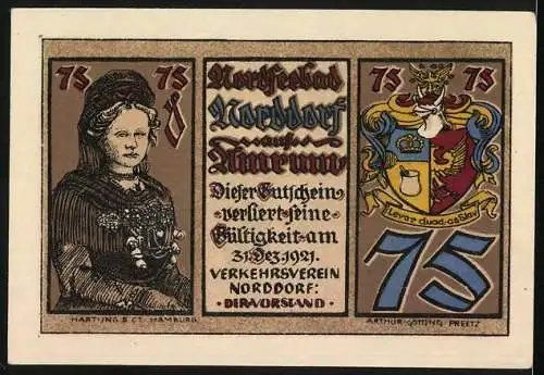 Notgeld Norddorf 1921, 75 Pfennig, Ortspartie