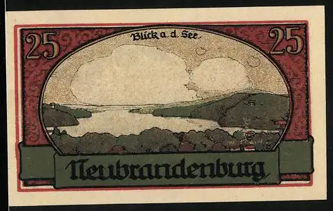 Notgeld Neubrandenburg 1921, 25 Pfennig, Blick auf den See