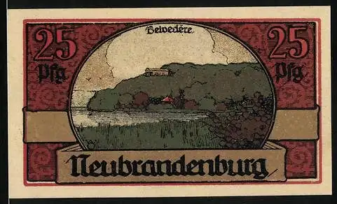 Notgeld Neubrandenburg 1921, 25 Pfennig, Belvedère