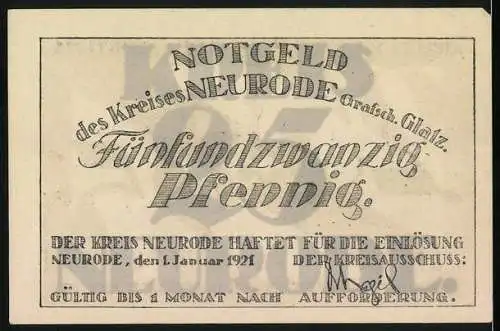 Notgeld Neurode 1921, 25 Pfennig, Fabriken