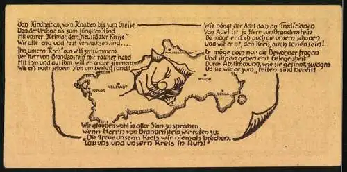 Notgeld Neustadt a. d. Orla 1921, 1,50 Mark, Teilansicht und Reiter mit Schwert