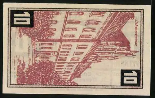 Notgeld Wunstorf 1922, 10 Pfennig, Wappen, Lehrerseminar