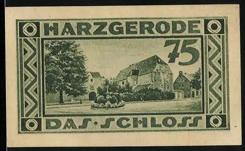 Notgeld Harzgerode 1921, 75 Pfennig, Wappen, Schloss