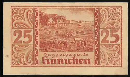 Notgeld Harzgerode 1921, 25 Pfennig, Wappen, Jungviehweide Hänichen
