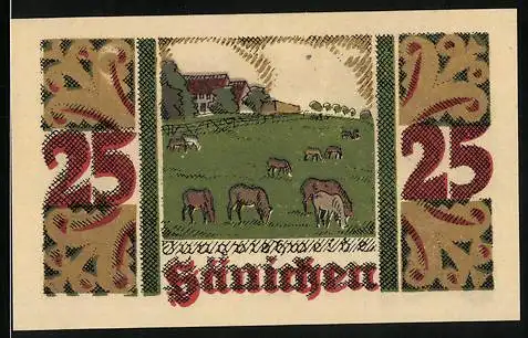 Notgeld Harzgerode 1921, 25 Pfennig, Wappen, Jungviehweide