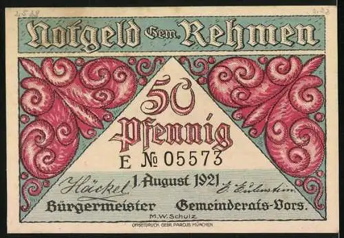 Notgeld Rehmen 1921, 50 Pfennig, Familienbad Rehmer Moor