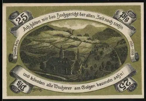 Notgeld Probstzella 1921, 25 Pfennig, Die Probstei Zella 1150-1528