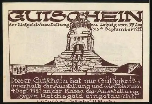 Notgeld Leipzig 1921, 50 Pfennig, Notgeld-Ausstellung, Deutsche Bücherei
