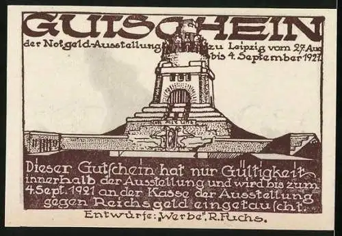 Notgeld Leipzig 1921, 50 Pfennig, Notgeld-Ausstellung, Lieder ohne Worte