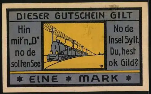 Notgeld Hamburg 1921, 1 Mark, Reise nach Sylt, Die Eisenbahn