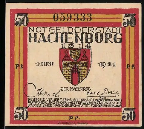 Notgeld Hachenburg 1921, 50 Pfennig, Die Cistercienser-Abtei