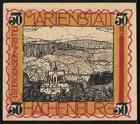 Notgeld Hachenburg 1921, 50 Pfennig, Die Cistercienser-Abtei