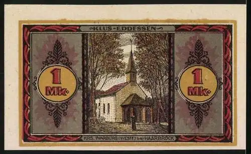 Notgeld Haarbrück 1921, 1 Mark, Frater Petrus Eremit, Klus-Eddessen
