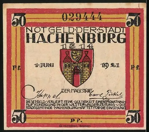 Notgeld Hachenburg 1921, 50 Pfennig, Cistercienser-Abtei Marienstatt