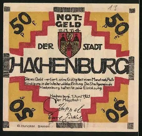 Notgeld Hachenburg 1921, 50 Pfennig, Der Schlossbogen