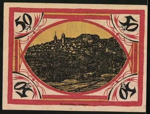 Notgeld Hachenburg 1921, 50 Pfennig, Gesamtansicht aus der Ferne