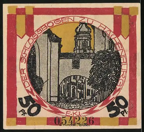 Notgeld Hachenburg 1921, 50 Pfennig, Der Schlossbogen zu Hachenburg