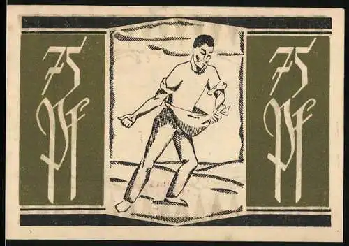 Notgeld Hainholz 1921, 75 Pfennig, Bauer beim Säen
