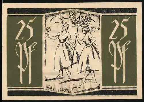 Notgeld Hainholz 1921, 25 Pfennig, Zwei Damen auf der Wiese