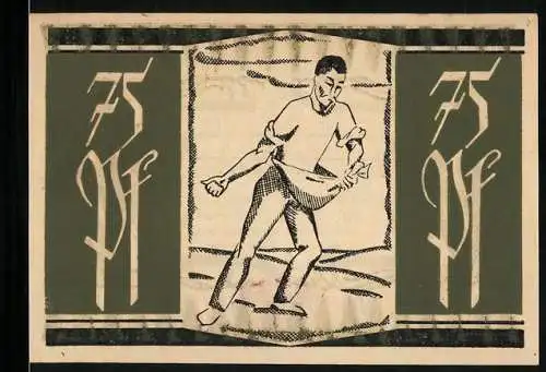 Notgeld Hainholz 1921, 75 Pfennig, Bauer mit Saat